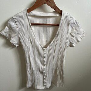 Anthropologie Button-Down Cropped Tee